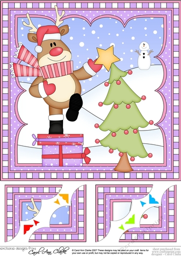 Christmas Rudolph 8 x 8 Scalloped Corner Topper  