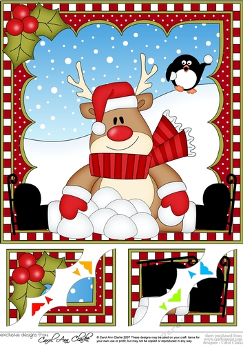 Christmas Rudolph 8 x 8 Scalloped Corner Topper  