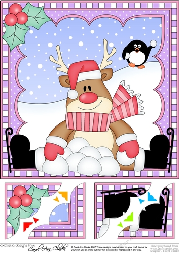 Christmas Rudolph 8 x 8 Scalloped Corner Topper  