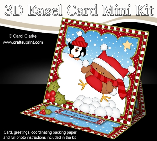 3D Easel Card Mini Kit - Christmas Bobbin Robin