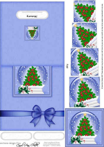 Christmas Holly Tree - No-Hole Easy Over the Edge Card & Spiral Pyramid Topper