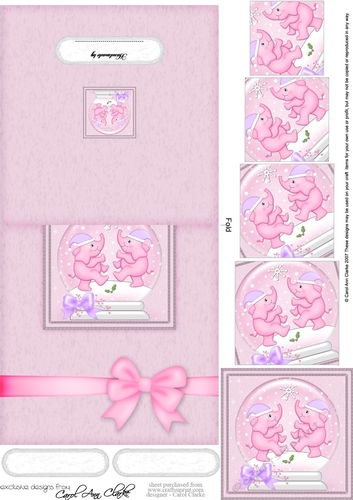 Cute Christmas Elephants - No-Hole Easy Over the Edge Card & Spiral Pyramid Topper