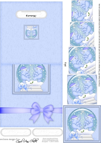 Cute Christmas Elephants - No-Hole Easy Over the Edge Card & Spiral Pyramid Topper