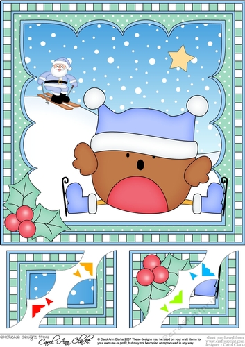 Christmas 8 x 8 Scalloped Corner Topper - Bobbin Robin is Skating!