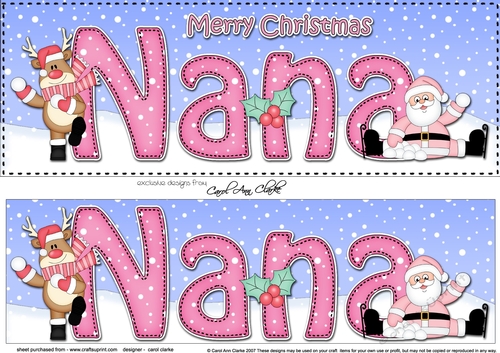 Large DL Merry Christmas NANA with Santa & Rudolph 3D decoupage 