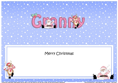 Large DL Merry Christmas GRANNY with Santa & Rudolph insert