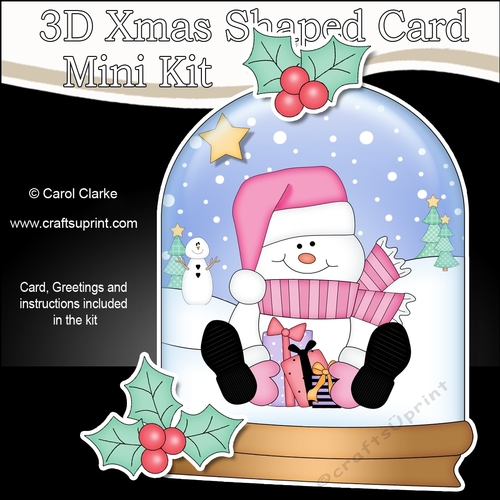 3D Shaped Christmas Snow Globe Card Kit - Snowman Oli has lots of Presents