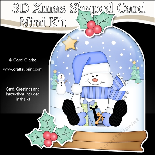 3D Shaped Christmas Snow Globe Card Kit - Snowman Oli has lots of Presents