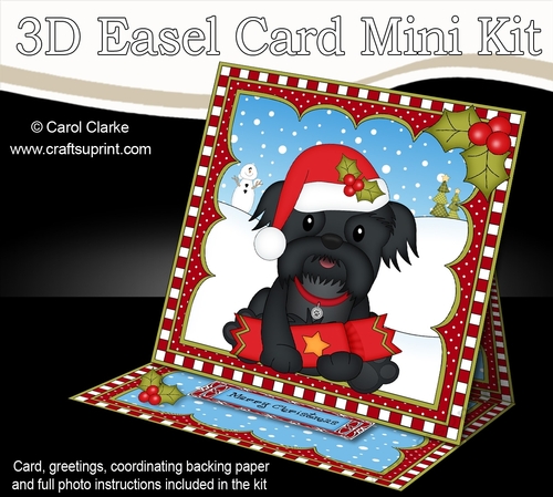 3D Easel Card Mini Kit - Cute Little Christmas Shih Tzu Dog