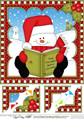 Christmas Snowman Oli 8 x 8 Scalloped Corner Topper 