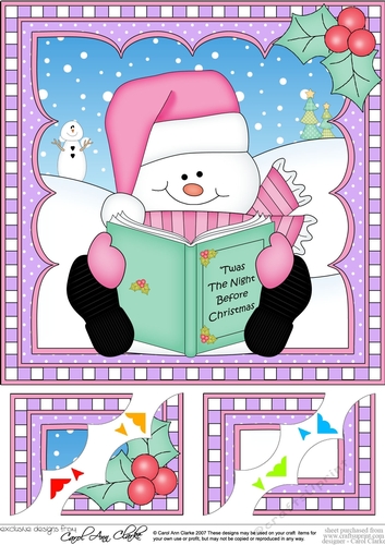 Christmas Snowman Oli 8 x 8 Scalloped Corner Topper 