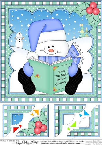 Christmas Snowman Oli 8 x 8 Scalloped Corner Topper 
