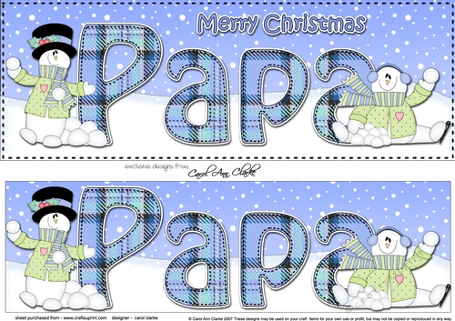 Large DL Merry Christmas PAPA 3D decoupage with Snowman Rio