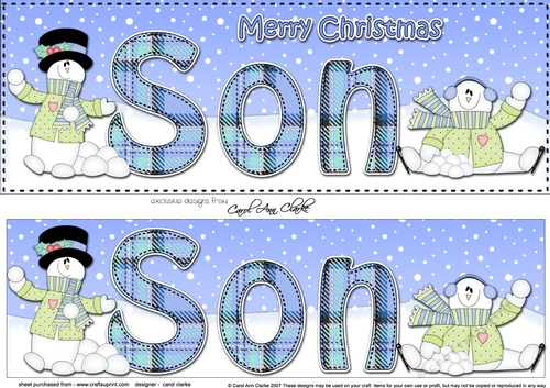 Large DL Merry Christmas SON 3D decoupage with Snowman Rio
