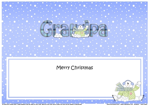 Large DL Merry Christmas GRANDPA insert with Snowman Rio