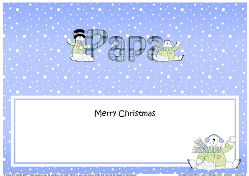 Large DL Merry Christmas PAPA insert with Snowman Rio