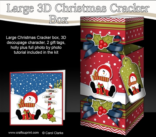 3D Large Christmas Cracker Box Mini Kit -  Snowman Rio has lots of Presents