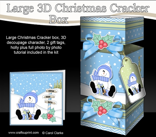 3D Large Christmas Cracker Box Mini Kit -  Snowman Rio has lots of Presents