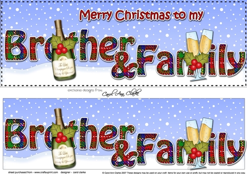 Large DL Merry Christmas to my BROTHER & FAMILY 3D decoupage with Champagne