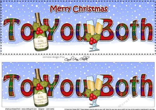 Large DL Merry Christmas TO YOU BOTH 3D decoupage with Champagne