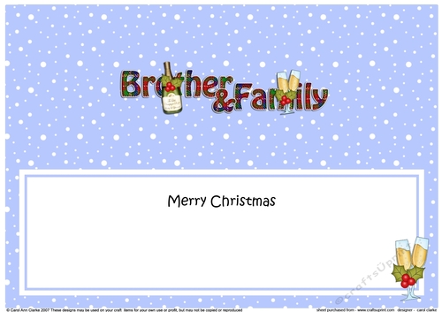 Large DL Merry Christmas BROTHER & FAMILY insert with Champagne