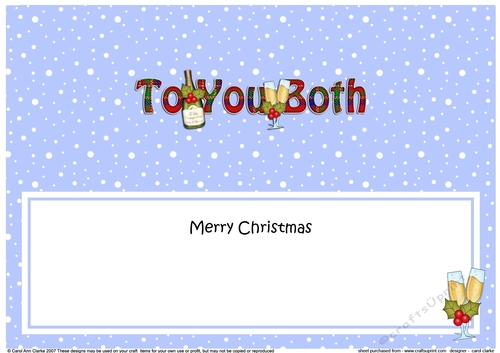 Large DL Merry Christmas TO YOU BOTH insert with Champagne