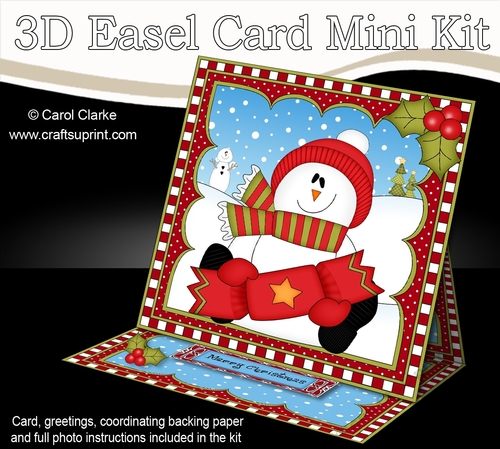 3D Easel Card Mini Kit - Christmas Snowman Rio has an Xmas Cracker