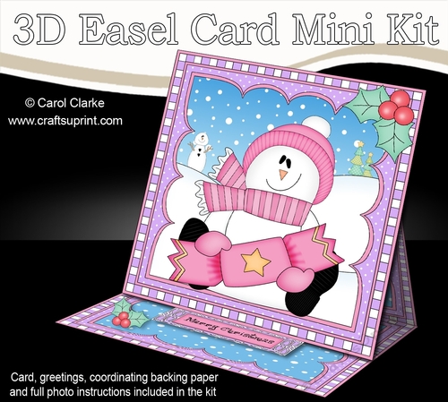 3D Easel Card Mini Kit - Christmas Snowman Rio has an Xmas Cracker