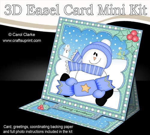 3D Easel Card Mini Kit - Christmas Snowman Rio has an Xmas Cracker