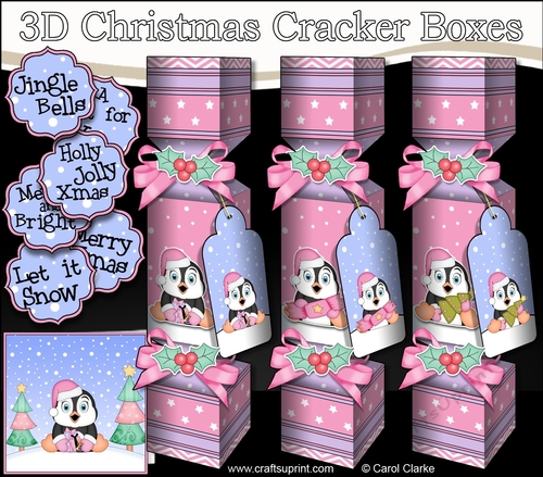 Cute Christmas Penguin - 3D Christmas Cracker Boxes 