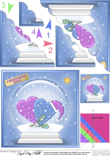 Love Hearts Snowglobe - Scalloped Corner Stacker