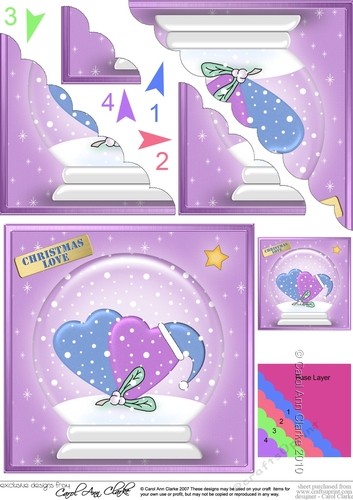 Love Hearts Snowglobe - Scalloped Corner Stacker