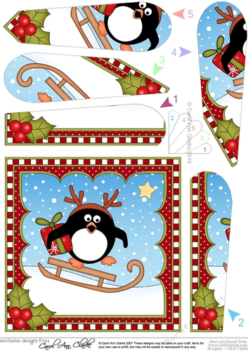 Christmas Penguin Fan Pyramage Topper
