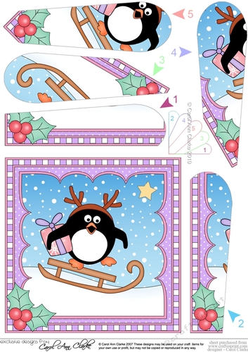 Christmas Penguin Fan Pyramage Topper