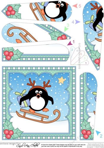 Christmas Penguin Fan Pyramage Topper