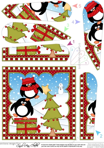 Christmas Penguin Fan Pyramage Topper