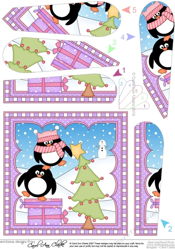 Christmas Penguin Fan Pyramage Topper