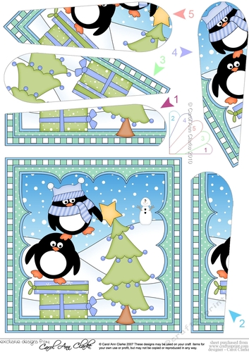 Christmas Penguin Fan Pyramage Topper
