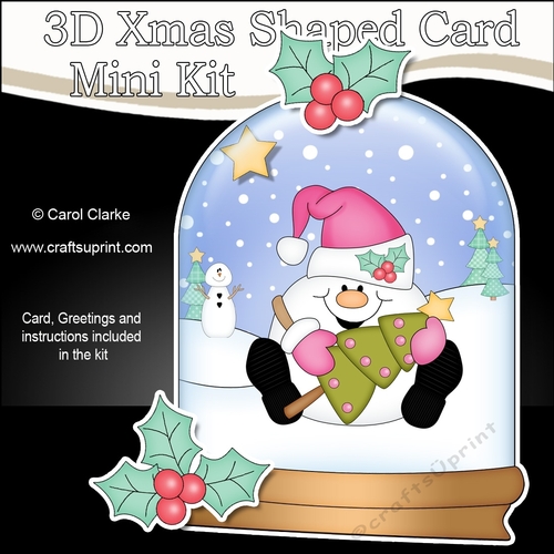 3D Shaped Christmas Snow Globe Card Kit - Snowball Sam has an Xmas Tree