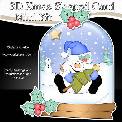 3D Shaped Christmas Snow Globe Card Kit - Snowball Sam has an Xmas Tree