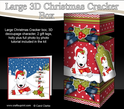 3D Large Christmas Cracker Box Mini Kit - Cute Little English Bull Dog Terrier
