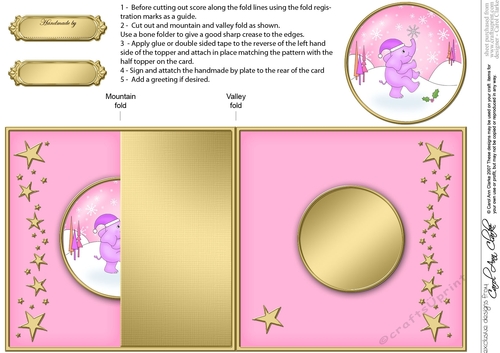 Cute Baby Elephant - No-Hole Fold Back Card