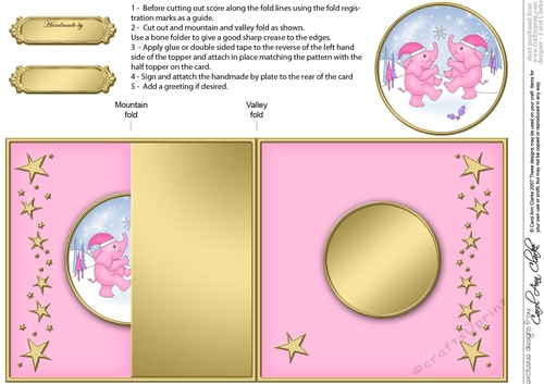 Cute Baby Elephant - No-Hole Fold Back Card