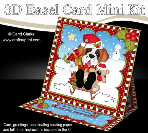 3D Christmas Easel Card Mini Kit - Little St Bernard Dog