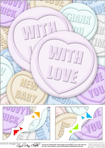With Love Sweet Heart - 8 x 8 Scalloped Corner Topper 