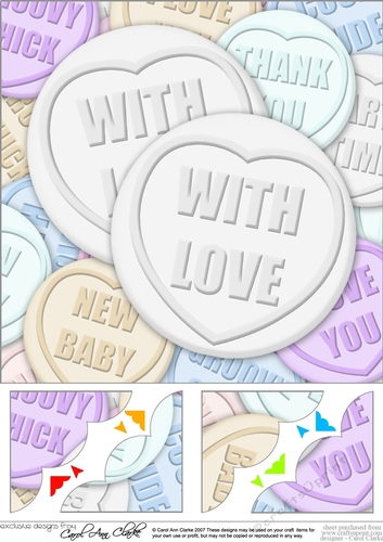 With Love Sweet Heart - 8 x 8 Scalloped Corner Topper 