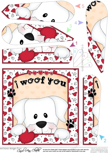 Fan Pyramage Topper - Love, Romance, Valentine- Little White Labrador Dog
