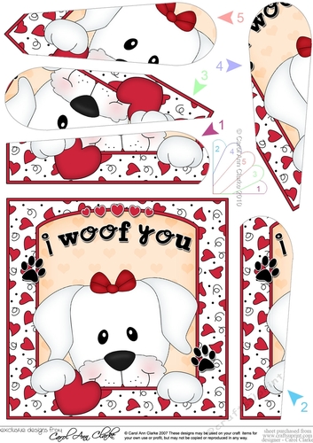 Fan Pyramage Topper - Love, Romance, Valentine- Little White Labrador Dog