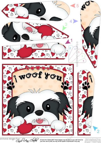 Fan Pyramage Topper - Love, Romance, Valentine- Little Shih Tzu Dog