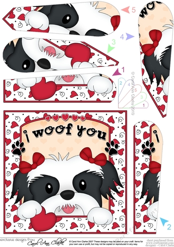 Fan Pyramage Topper - Love, Romance, Valentine- Little Shih Tzu Dog